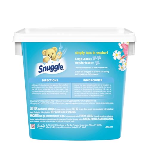 Snuggle Exhilarations in Wash Laundry Scent Booster Pacs, Island Hibiscus and Rainflower, 56 Count