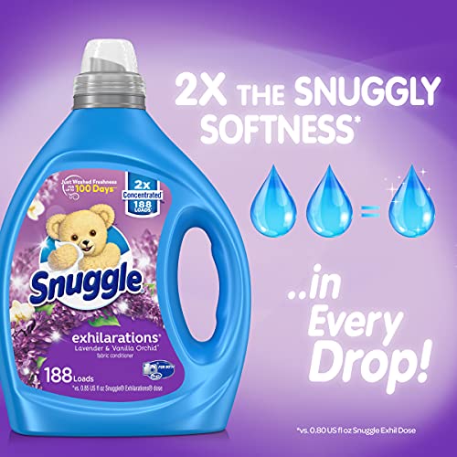 Snuggle Exhilarations Liquid Fabric Softener, Lavender and Vanilla Orchid, 2X Concentrated, 188 Loads