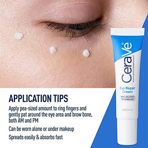 CeraVe Eye Repair Cream | Under Eye Cream for Dark Circles and Puffiness | Suitable for Delicate Skin Under Eye Area | 0.5 Ounce