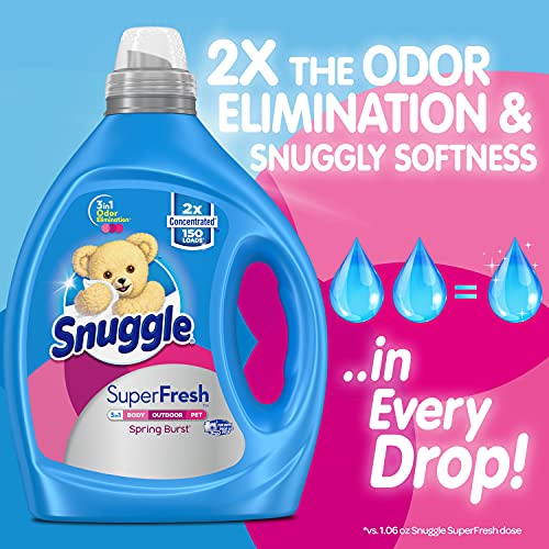 Snuggle Liquid Fabric Softener, SuperFresh Spring Burst, Eliminates Tough Odors, 2X Concentrated, 150 Loads