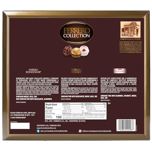 Ferrero Collection, 48 Count, Premium Gourmet Assorted Hazelnut Milk Chocolate, Dark Chocolate and Coconut, Mother's Day Gift, 18.2 oz