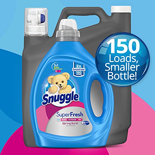 Snuggle Liquid Fabric Softener, SuperFresh Spring Burst, Eliminates Tough Odors, 2X Concentrated, 150 Loads